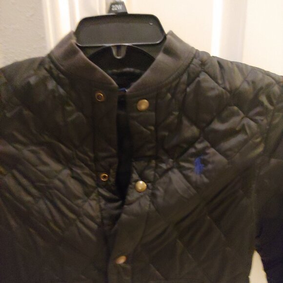 Polo Ralph Lauren Jacket Coat Youth Medium 10-12 Black Puffer Quilted Blue Pony - Picture 2 of 5